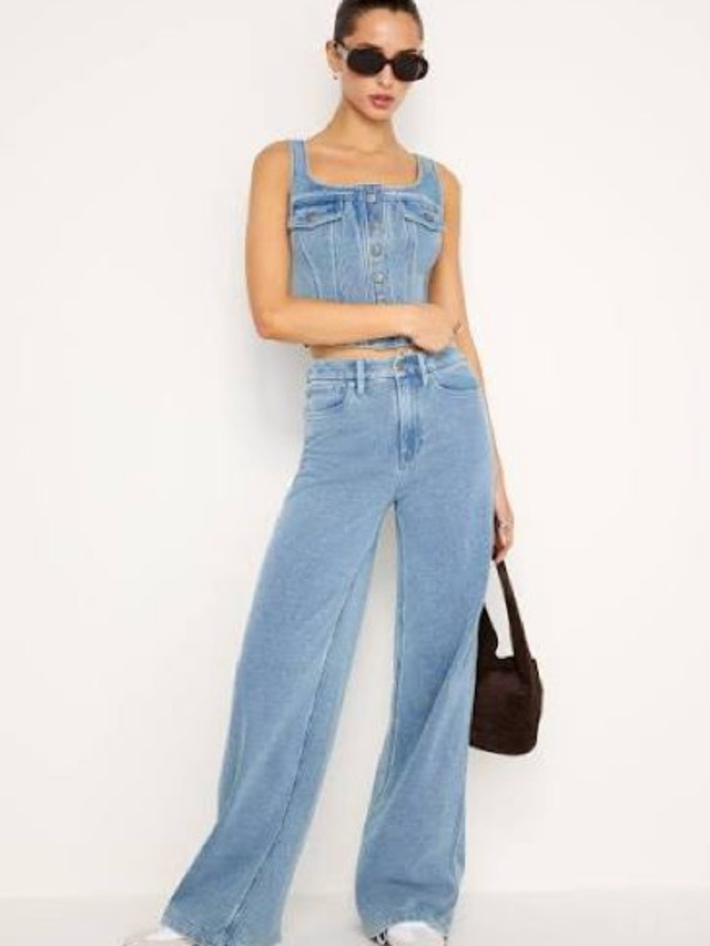 Good American Light Blue Wide-Leg Jeans